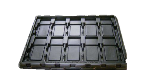 Black custom-formed electronics tray