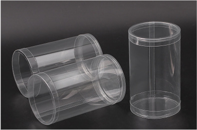 Clear plastic cylindrical packaging samples